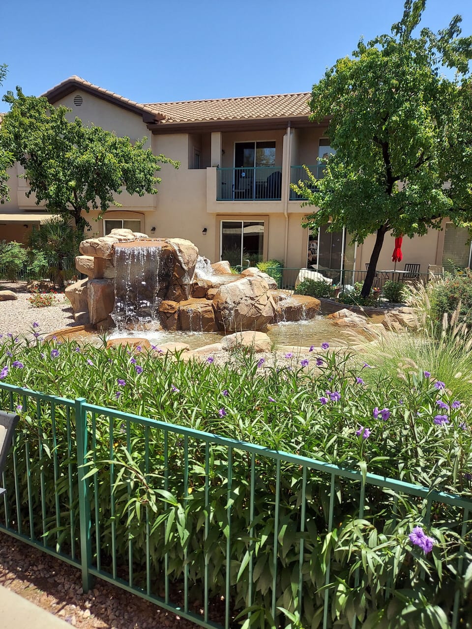 Fountain outside from patio