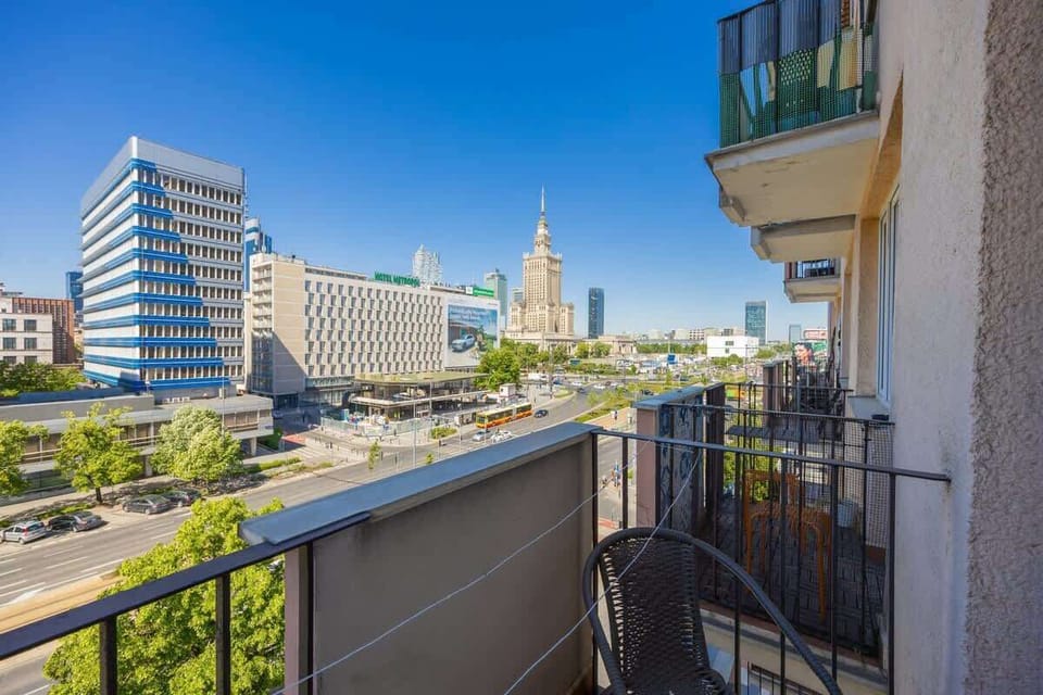 The view from the balcony over the city.