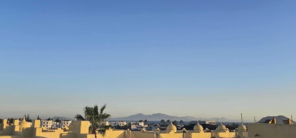 Views out over Lobos Island & Lanzarote from the roof terrace