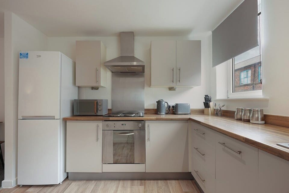 Clean and functional kitchen setup.