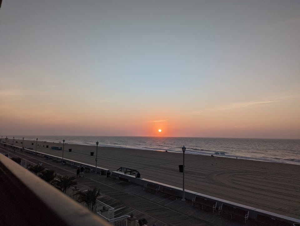 Sunrise view over the ocean from balcony