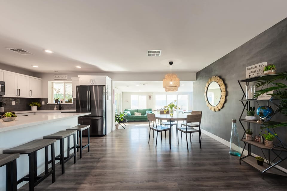 Open living space blends dining & lounging for effortless everyday living.