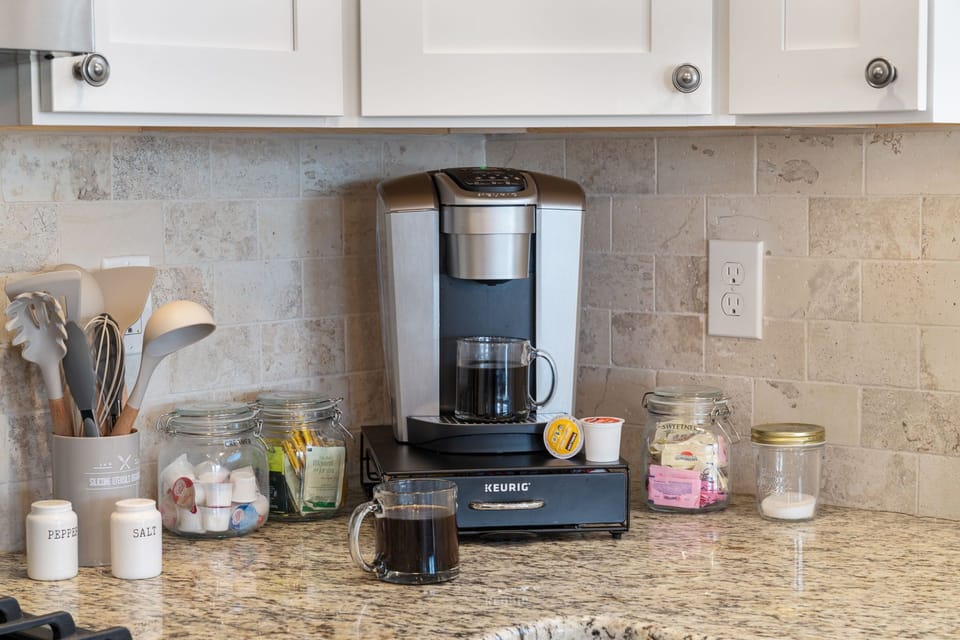 Wake up to a fresh cup with your own Keurig coffee station. 