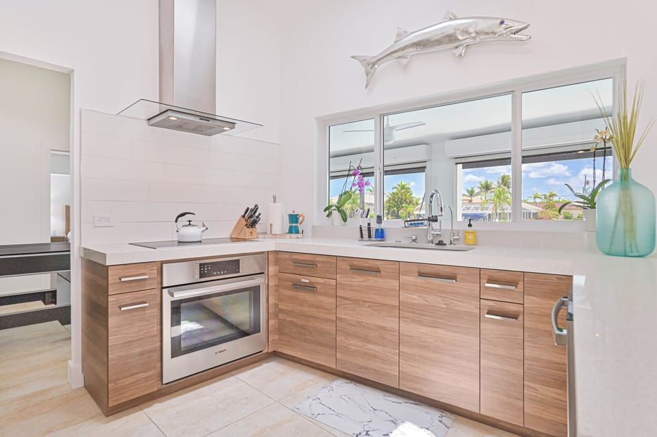 VAULTED CEILING IN DREAM KITCHEN WITH NEW DESIGNER APPLIANCES