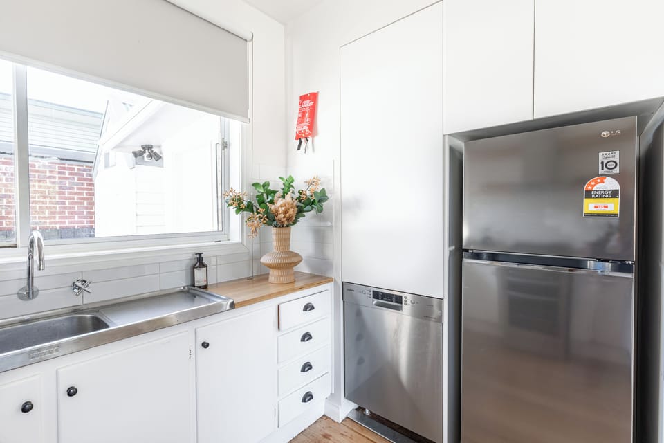 Fridge and sink