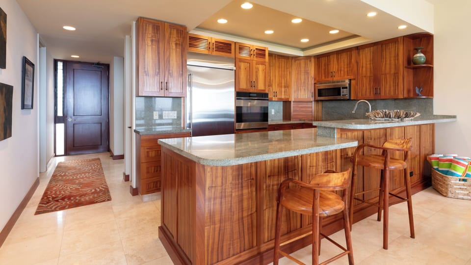 Beautiful gourmet Koa wood kitchen