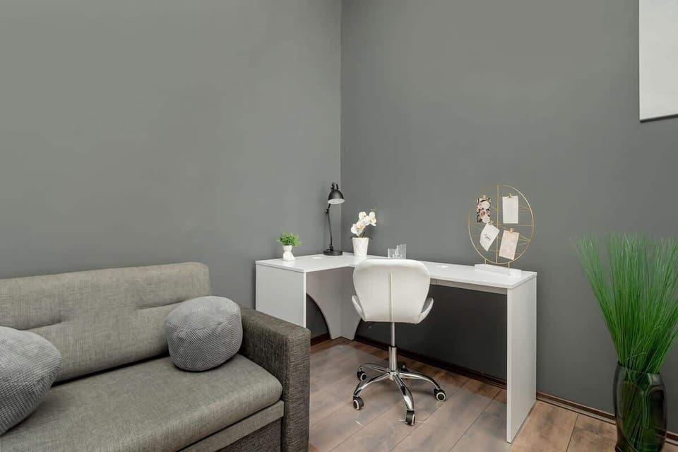 Desk with chair for remote work. 