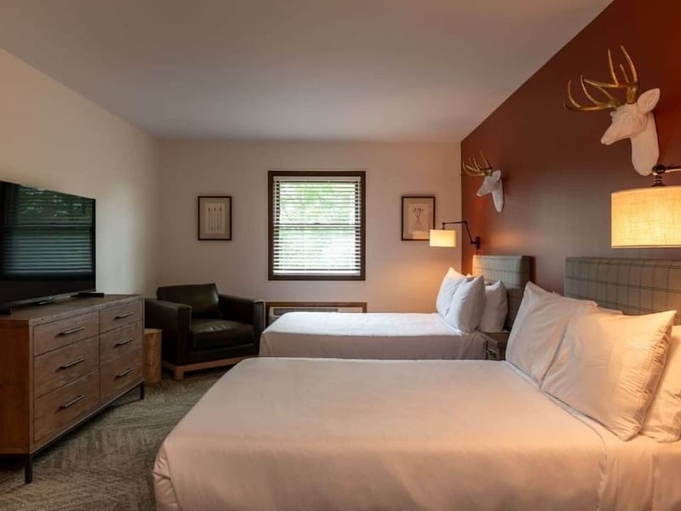 Settle in comfortably with two plush beds and soft lighting.