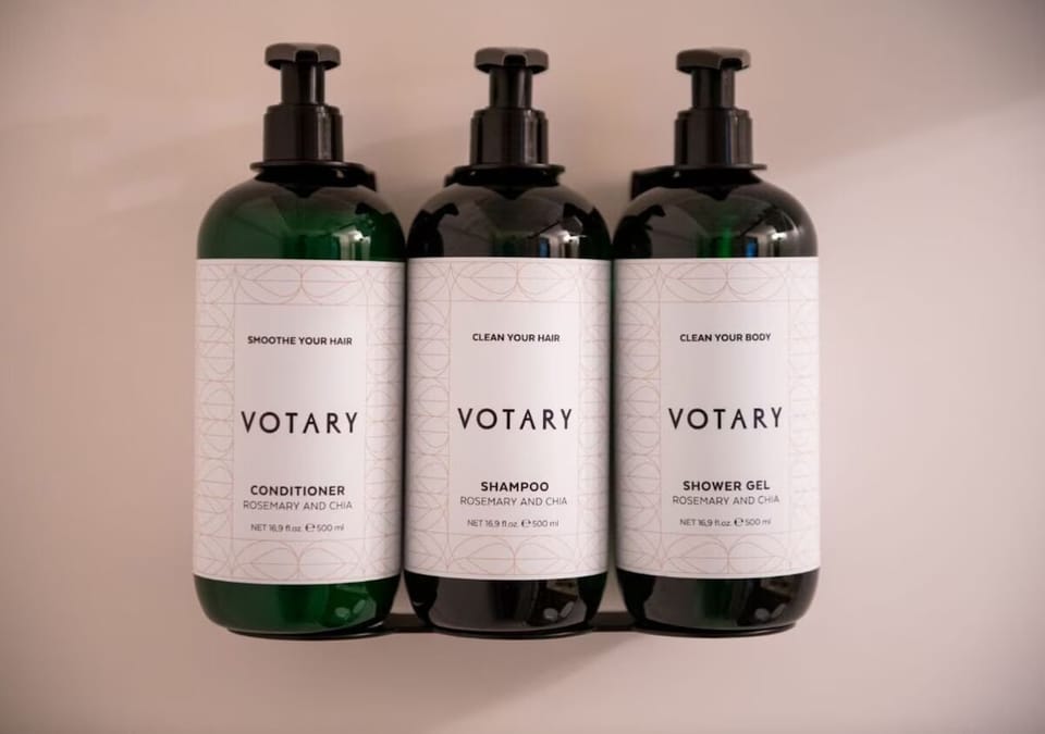 Indulge in spa-like toiletries for a pampered shower ritual.