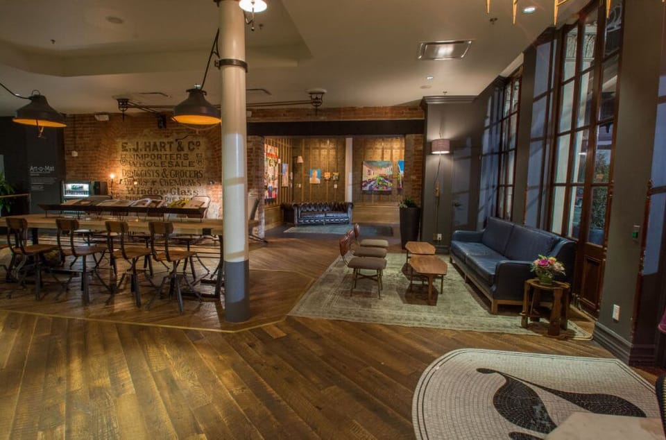 Spacious dining area in Hotel Old 77, where history meets modern comfort.