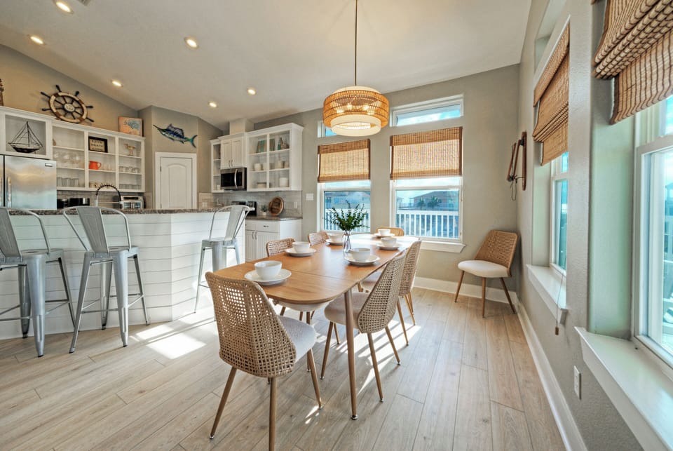 Dining area bathed in natural light.
