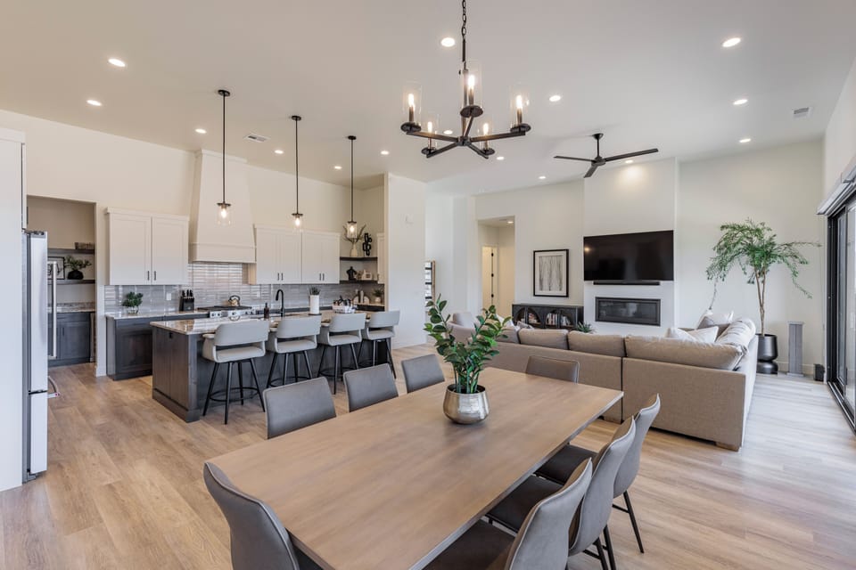 Dining Area - The beautiful wood dining room set can comfortably seat 8 people.