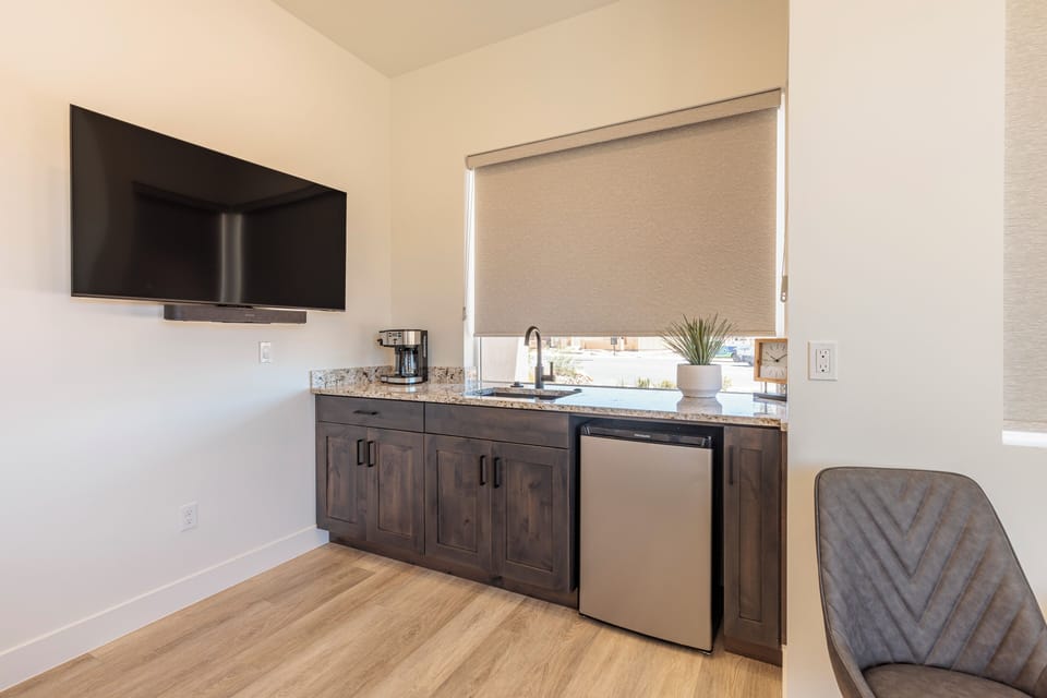 Bedroom 3 Kitchenette - Bedroom 3 is a casita with kitchenette, including sink, fridge and coffee maker.