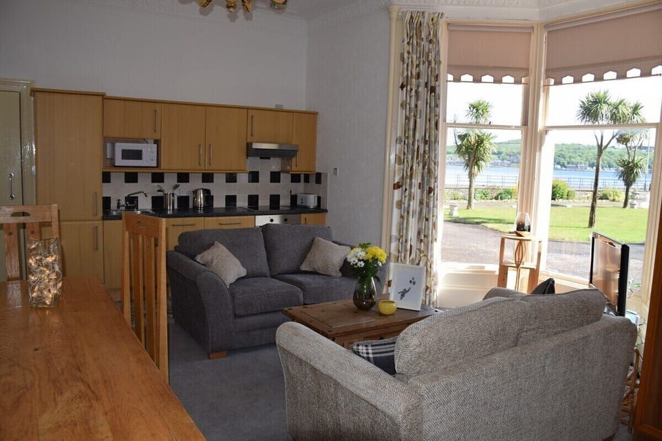 Living area with sea views