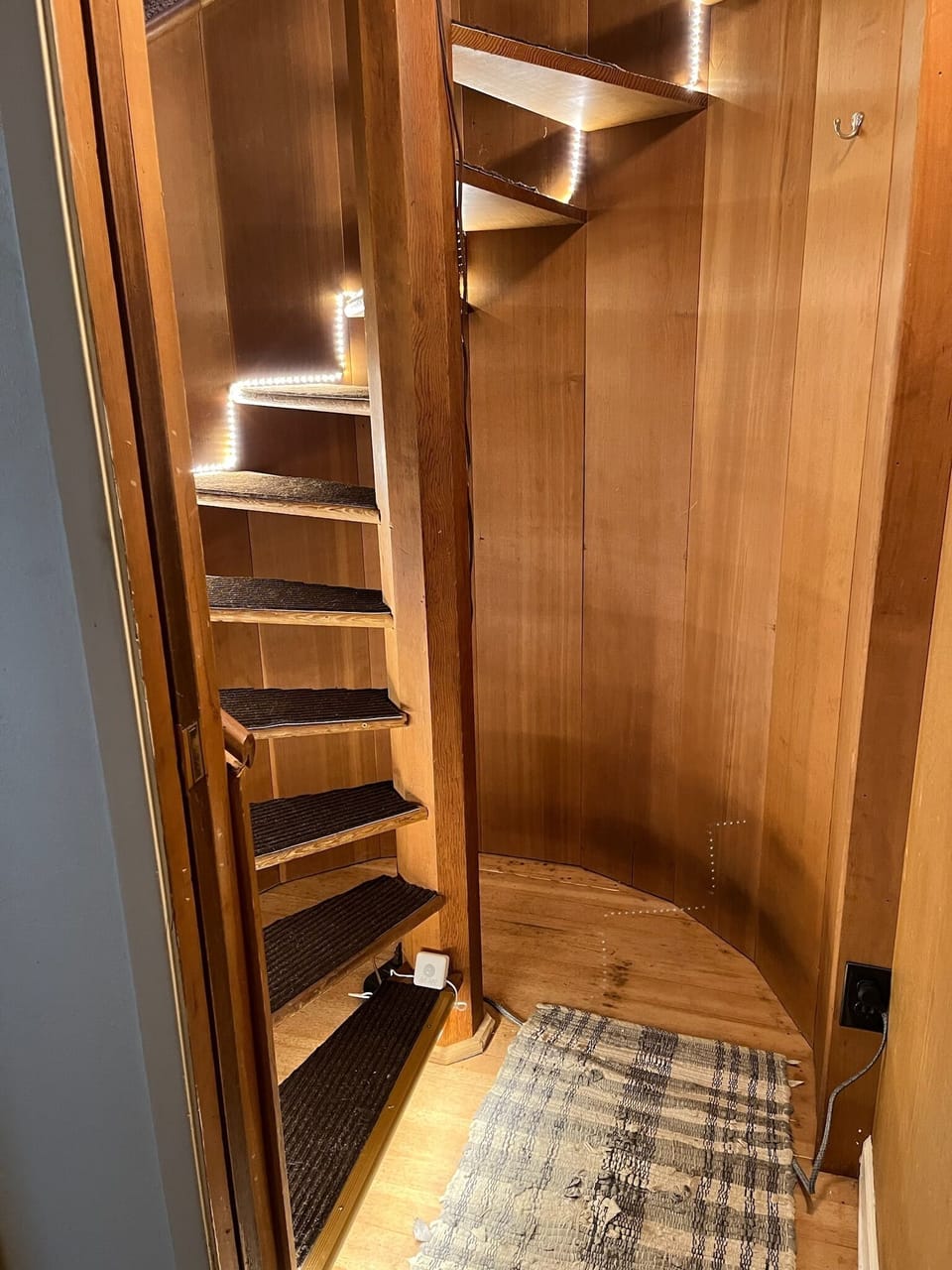 Beautiful, unique spiral staircase. NOTE: Not ADA compliant.