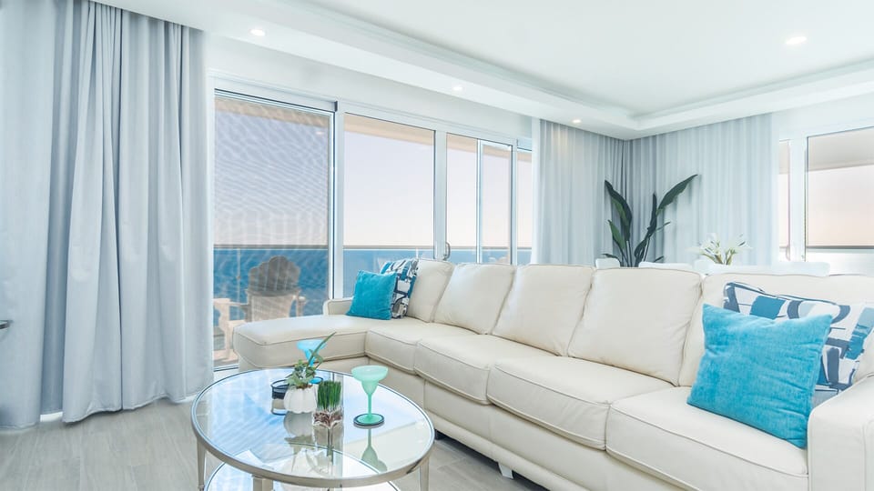 The large leather sofa