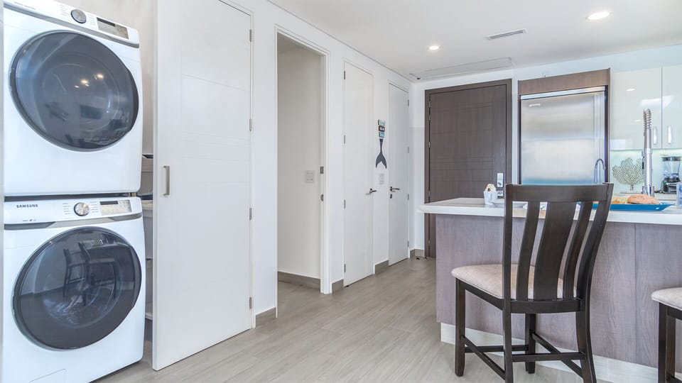Washer and dryer are in a discrete closet