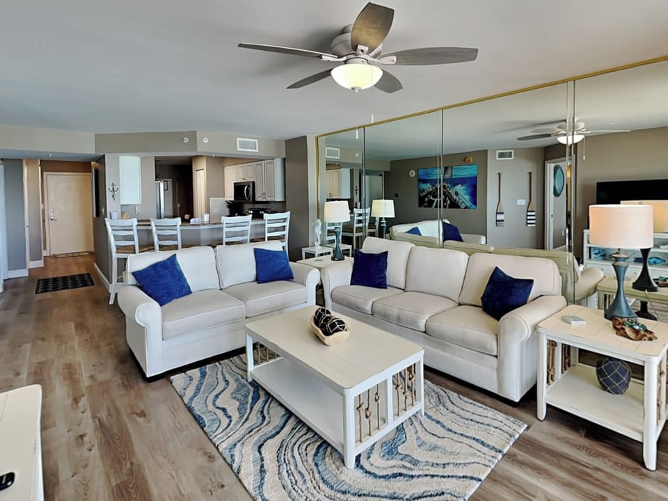 Living Room - Balcony Access, Queen Sofa Sleeper, TV + Ocean Views