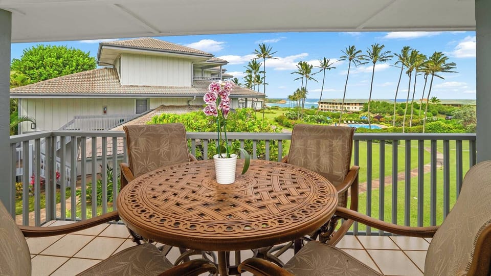 Poipu Sands at Poipu Kai Resort #126 - Ocean View Dining Lanai - Parrish Kauai