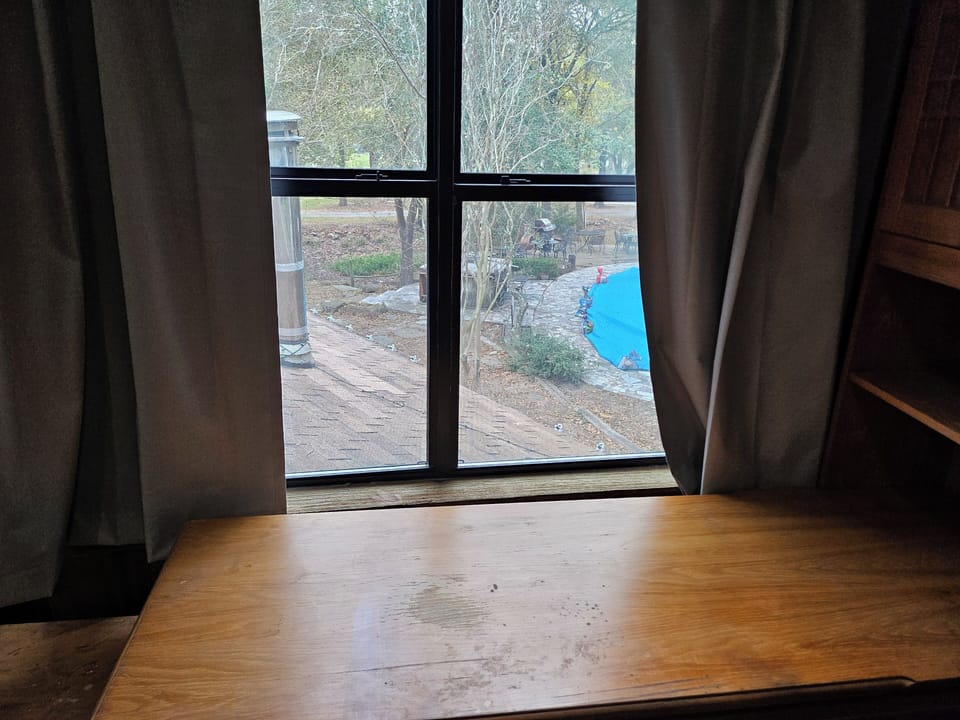 View of the pool from the upstairs living room 