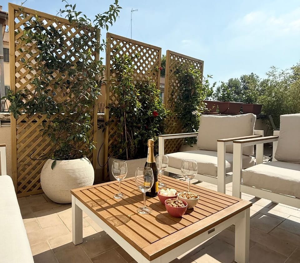 Aperitivo hour on the terrace.