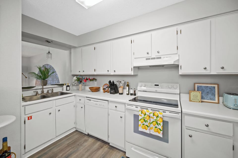 Make use of our double kitchen sink and spacious kitchen counters