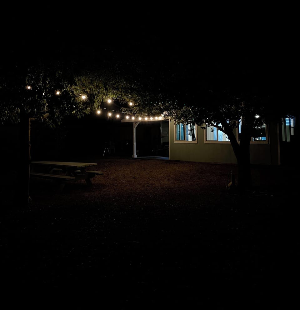 Relax outside under the stars and lights