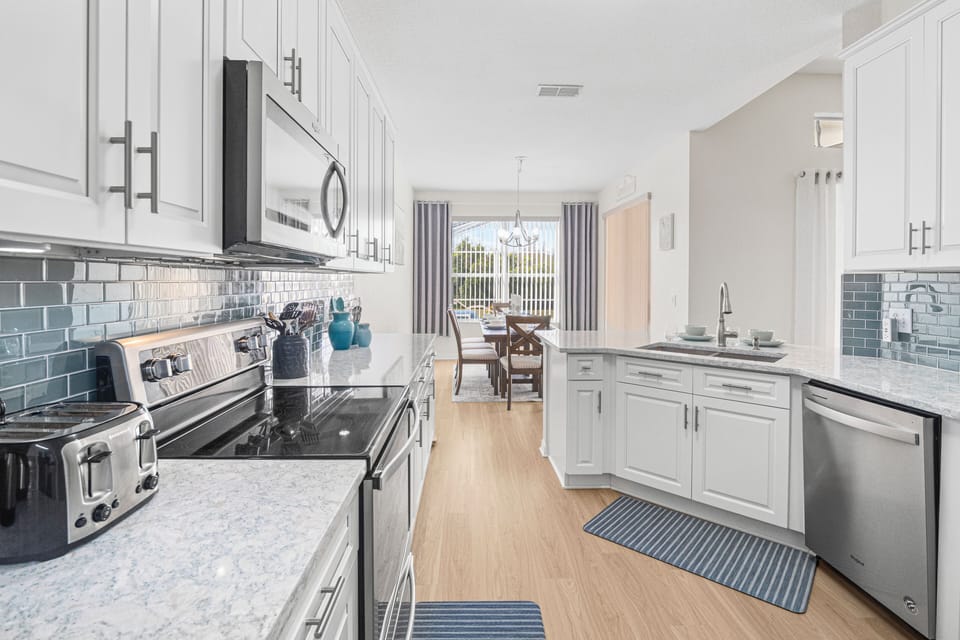 Kitchen with stainless steel appliances