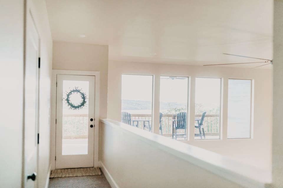 Looking at the upstairs balcony