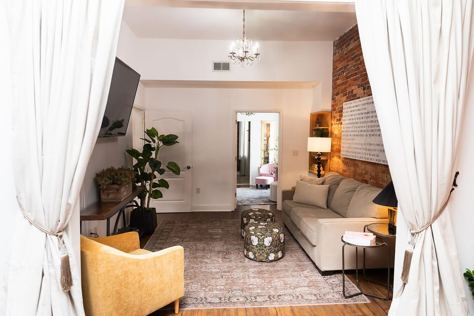 The Library Room includes vintage books and pull out sleeper sofa. 