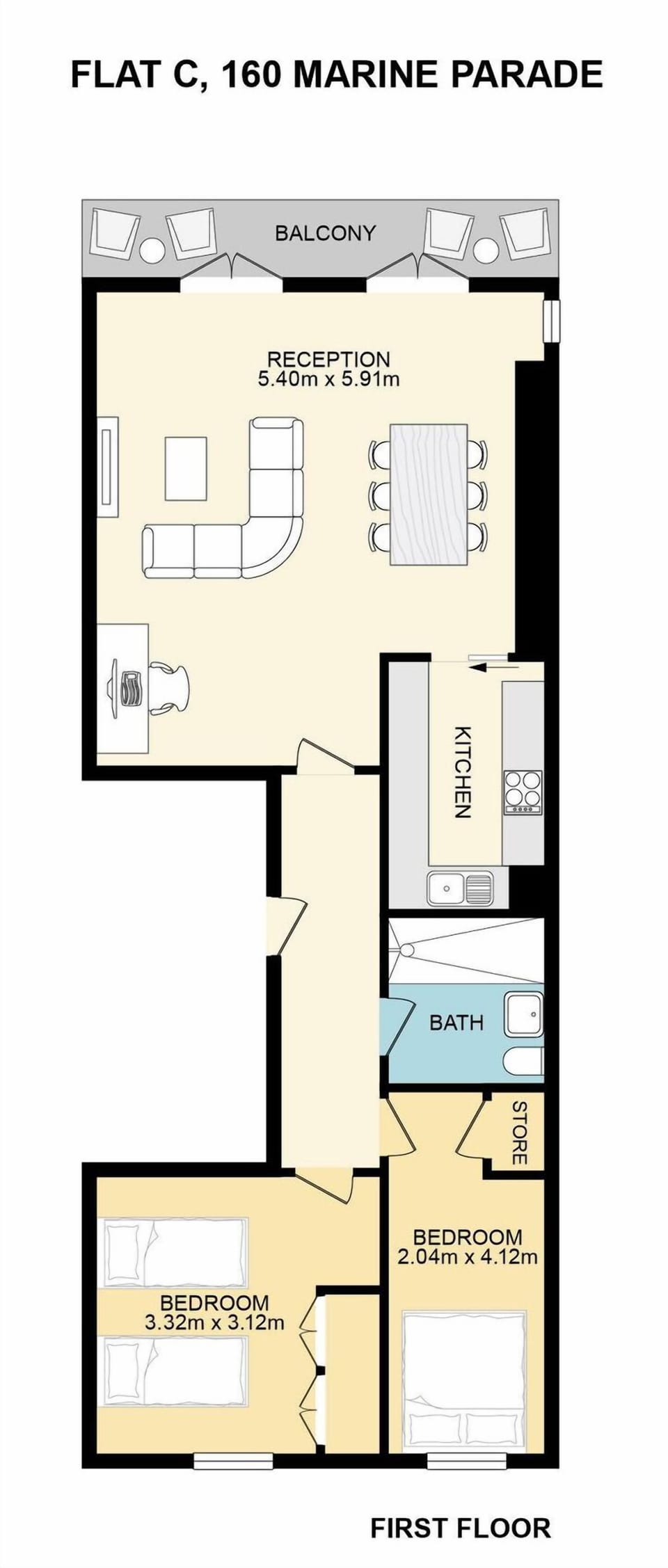Floor plan of the apartment, providing a clear layout for guests