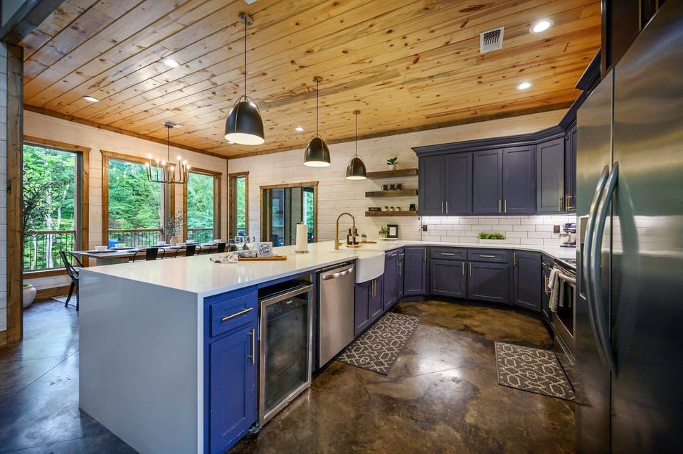 Our chef's kitchen with a dram - fully equipped with everything you need! We even have a Kitchen Aid Mixer , Air Fryer, and Margarita Machine!