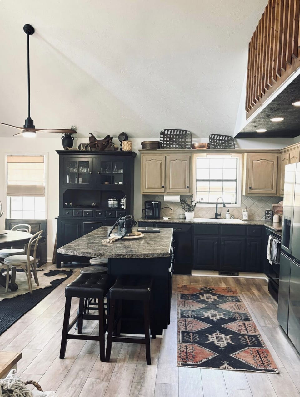 KITCHEN WITH FULL SIZE REFRIGERATOR, MICROWAVE, DISHWASHER, STOVE  & KUERIG