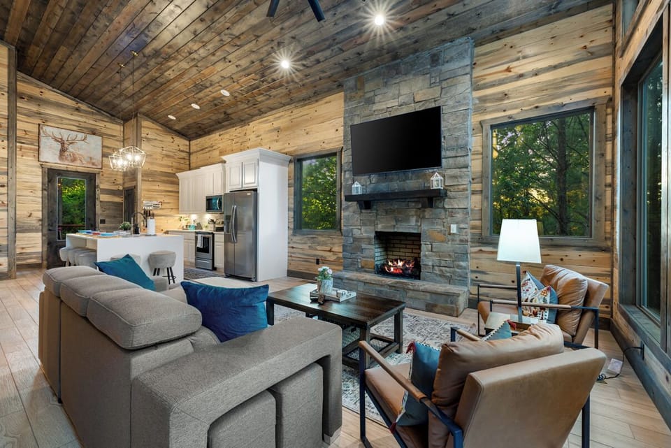 Open and inviting living area with large windows