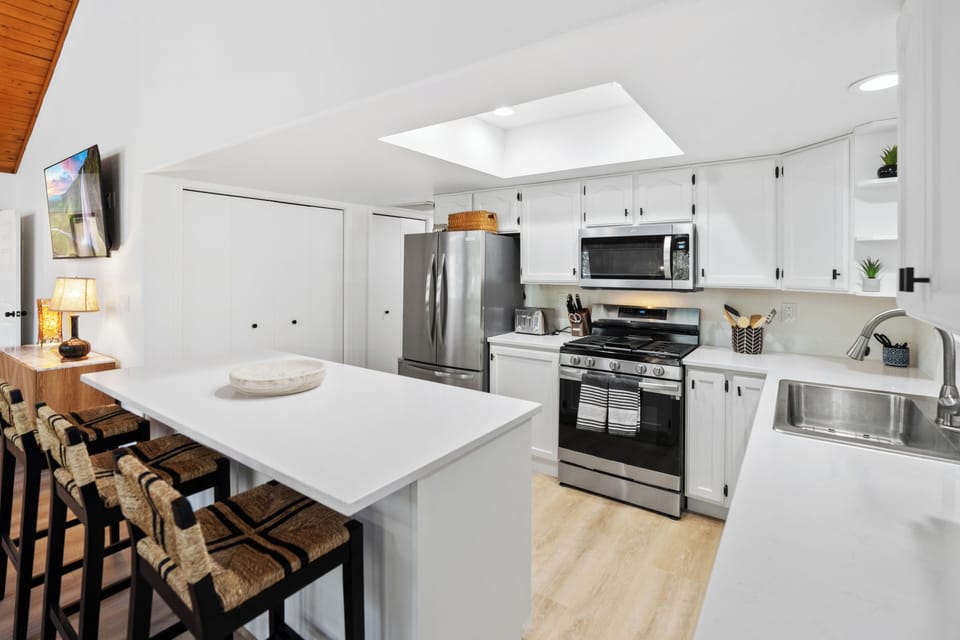 Kitchen1 is fully stocked, functional and ready for large family cooking events.
