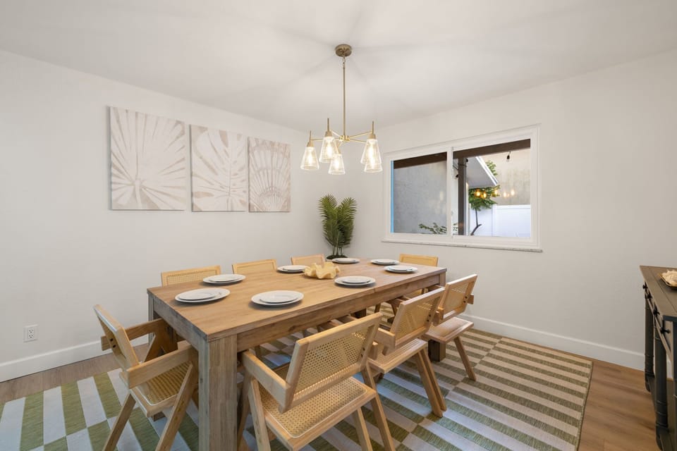 Minimalist charm meets timeless style in our dining area