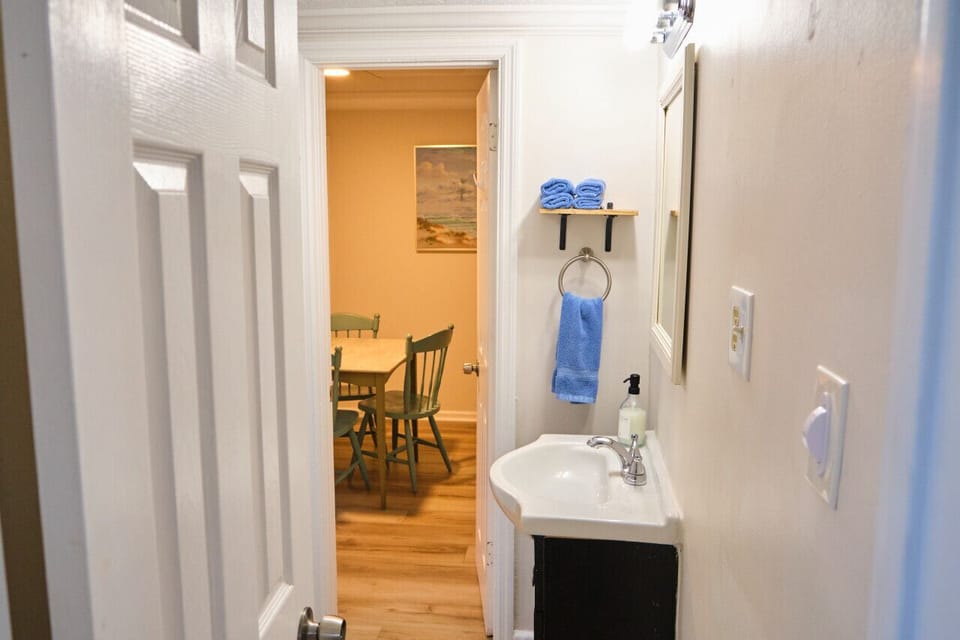 Jack and Jill style with entrances from dining room and bedroom