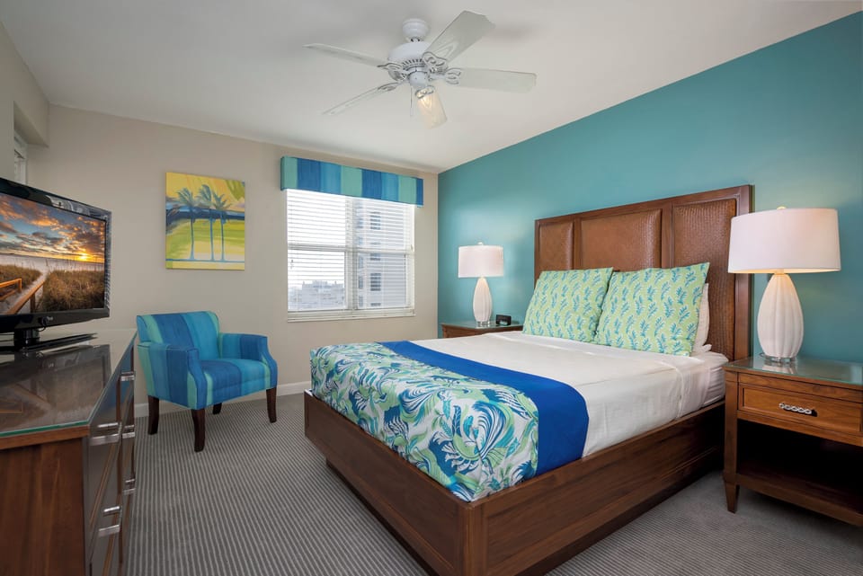 Sink into crisp linens and relax with calming coastal colors.
