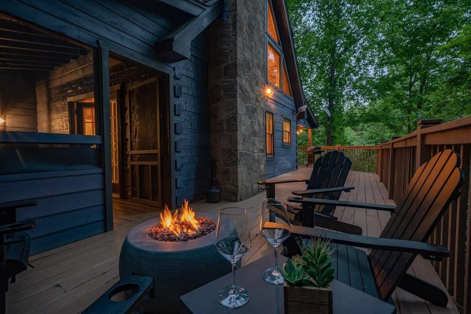 Sitting around the fire pit on the deck while enjoying the sunset! 