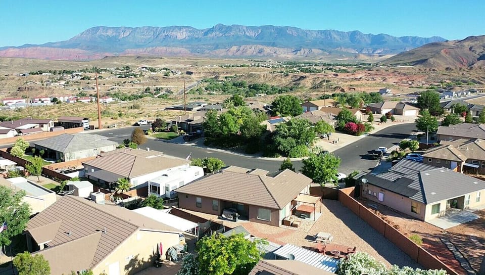 Aerial view of the home