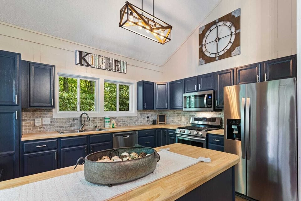 Stainless Steel Appliances and Butcher Block Countertops
