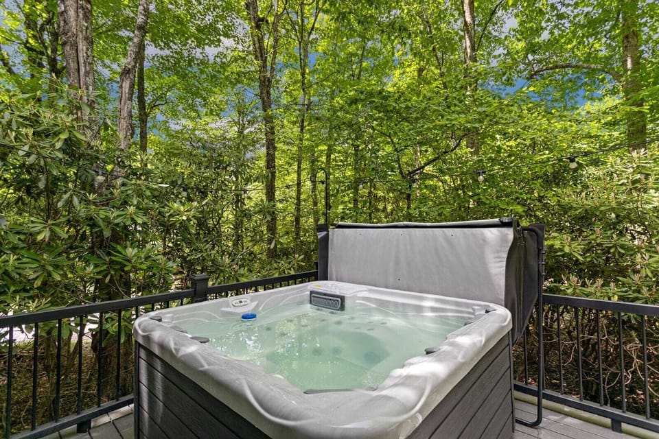 Relax in the Hot Tub on the Back Deck