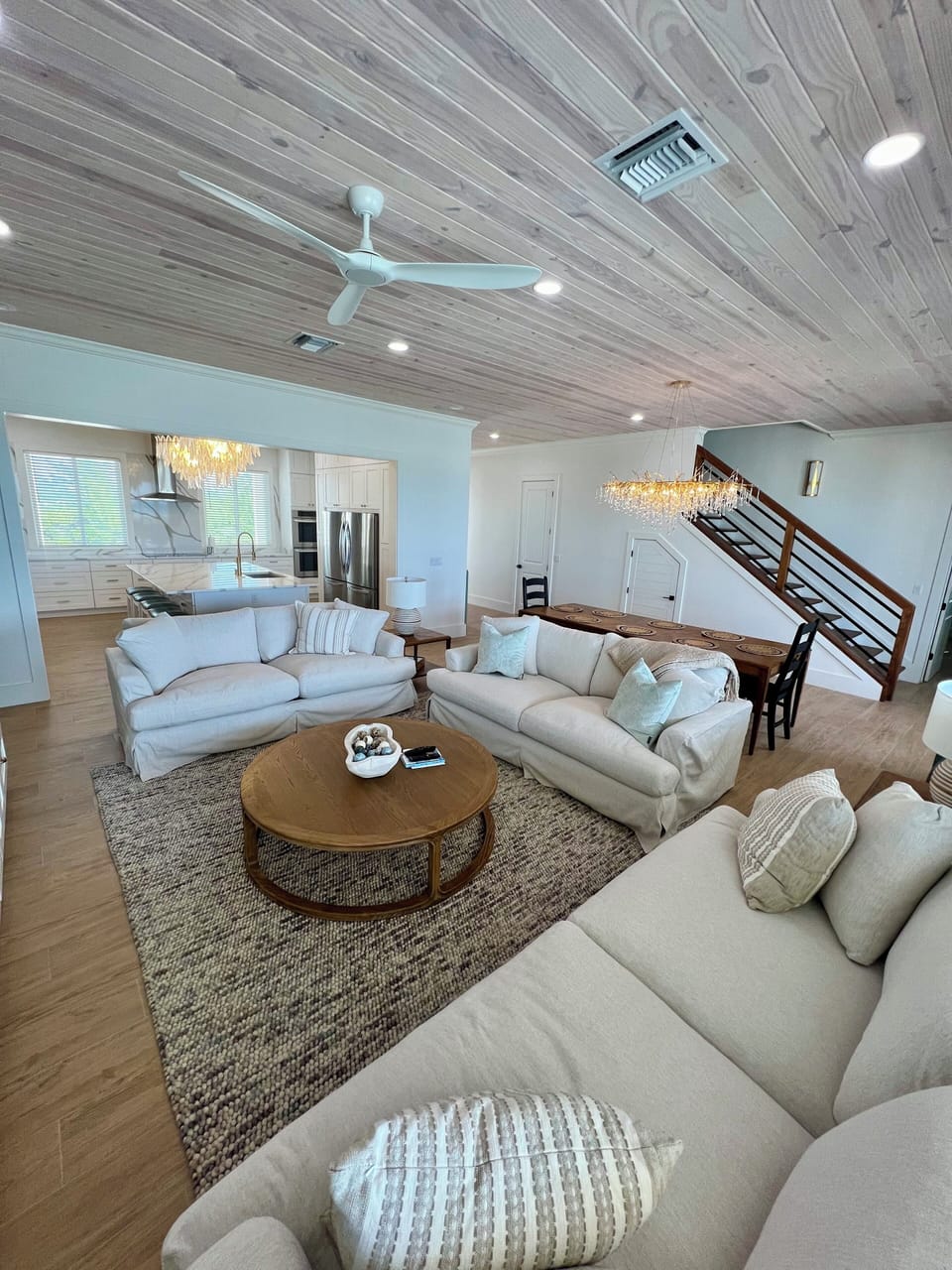 Great room with 3 large sofas