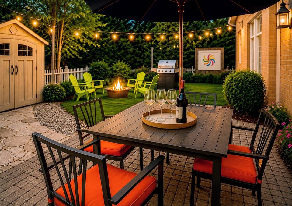 Patio Table with Gas BBQ - Spacious private backyard to relax outdoors and Outdoor dining area for m