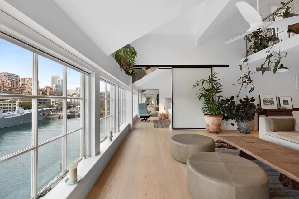 Living space face east, looking at Navy and Potts Point.