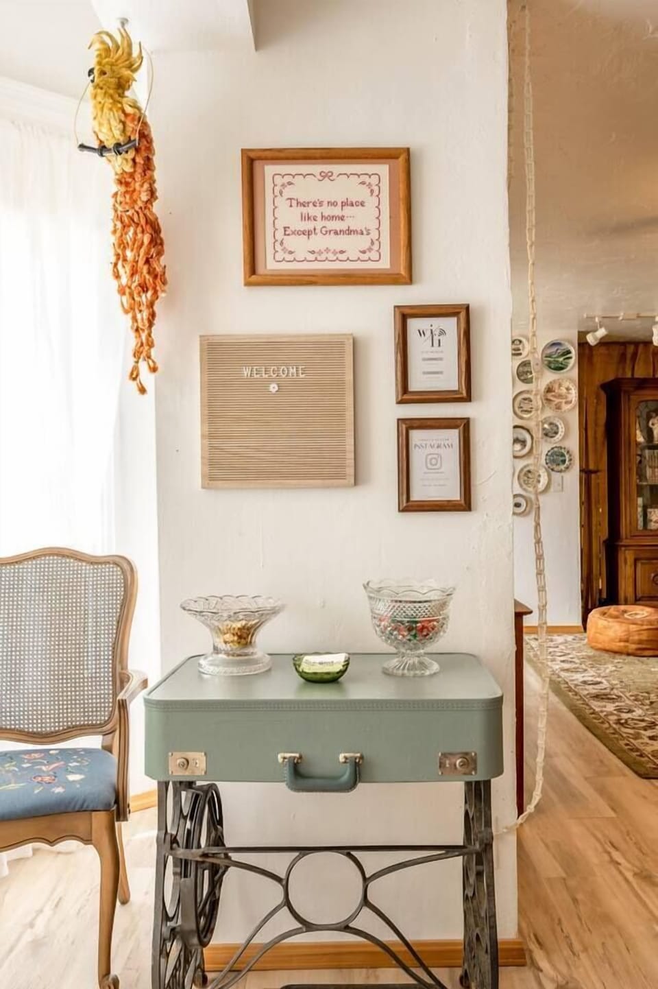 Welcome! No vintage home is complete without a candy dish (& wifi!).