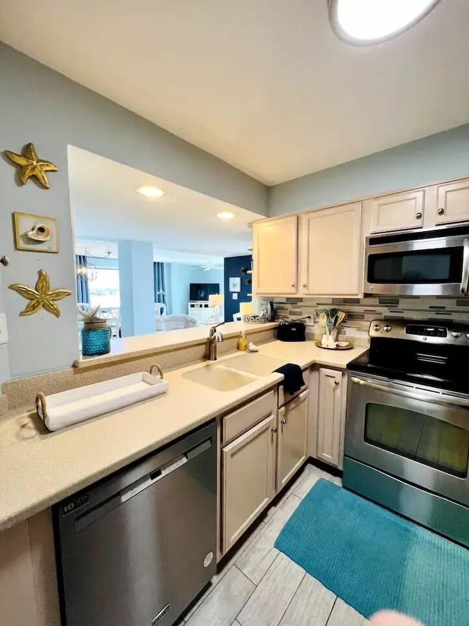 Fully stocked kitchen with water views 