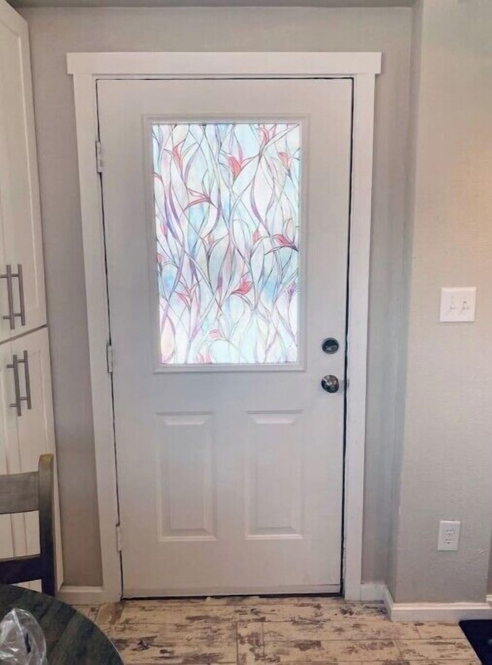 front door from the inside kitchen area
