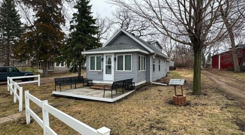 The house is across from Big Spirit Lake. You look out the front door and the view is the lake. 