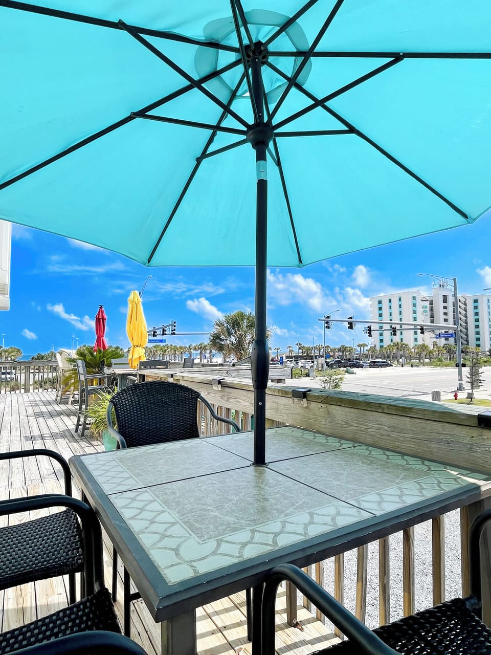 Front shared balcony with beach views